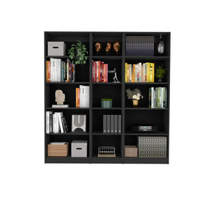 HomeRoots 71" Black Five-Tier Bookcase - Stylish Vertical Storage for Modern Décor, Perfect for Any Room 546346