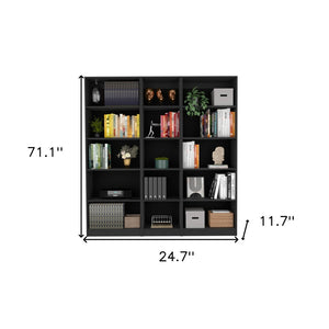 HomeRoots 71" Black Five-Tier Bookcase - Stylish Vertical Storage for Modern Décor, Perfect for Any Room 546346