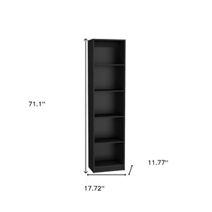 HomeRoots Set of Three Elegant Black Five-Tier Bookcases with Doors - Modern Storage Solution for Any Room 546349