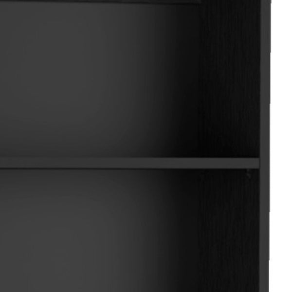 HomeRoots Set of Three Elegant Black Five-Tier Bookcases with Doors - Modern Storage Solution for Any Room 546349