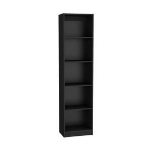 HomeRoots Set of Three Elegant Black Five-Tier Bookcases with Doors - Modern Storage Solution for Any Room 546349