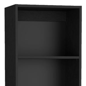 HomeRoots Set of Three Elegant Black Five-Tier Bookcases with Doors - Modern Storage Solution for Any Room 546349
