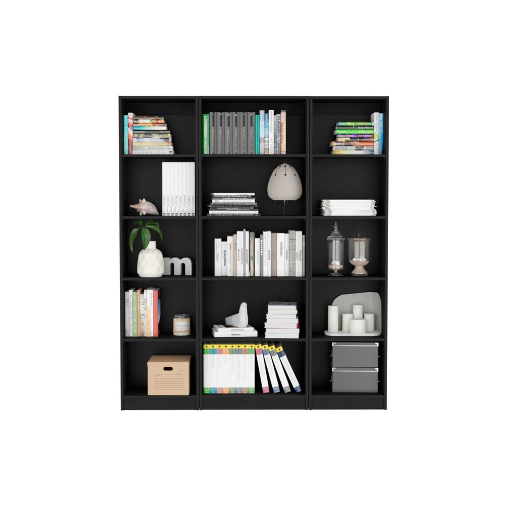 HomeRoots 71" Black Five-Tier Bookcase - Sleek, Space-Saving Storage for Books, Décor & More in Any Room! 546350