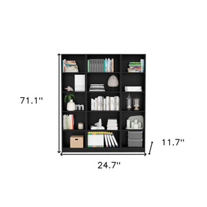 HomeRoots 71" Black Five-Tier Bookcase - Sleek, Space-Saving Storage for Books, Décor & More in Any Room! 546350