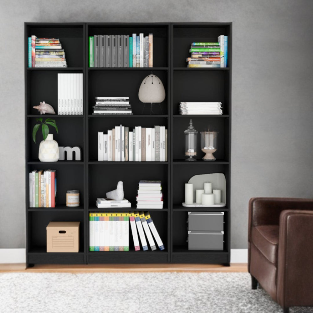 HomeRoots 71" Black Five-Tier Bookcase - Sleek, Space-Saving Storage for Books, Décor & More in Any Room! 546350