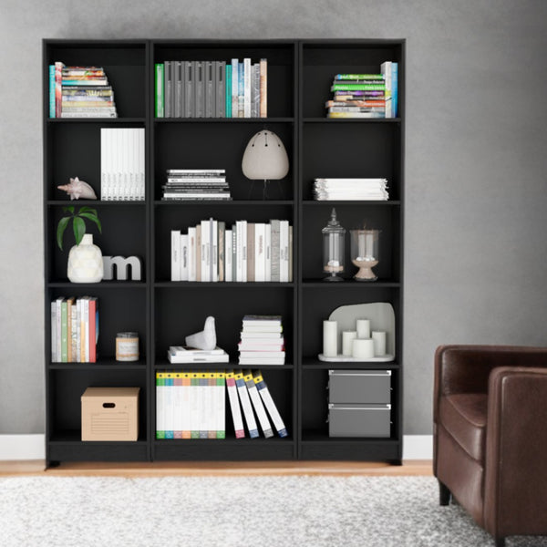 HomeRoots 71" Black Five-Tier Bookcase - Sleek, Space-Saving Storage for Books, Décor & More in Any Room! 546350