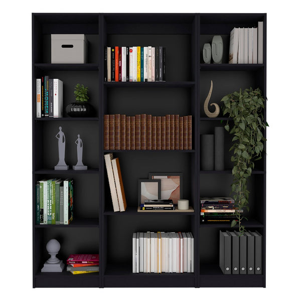 HomeRoots 71" Black Four Tier Bookcase - Stylish Storage Solution for Home, Office, or Study with Durable Design 546351