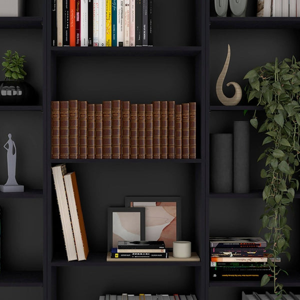HomeRoots 71" Black Four Tier Bookcase - Stylish Storage Solution for Home, Office, or Study with Durable Design 546351