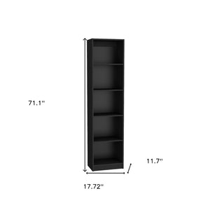 HomeRoots 71" Black Four Tier Bookcase - Stylish Storage Solution for Home, Office, or Study with Durable Design 546351