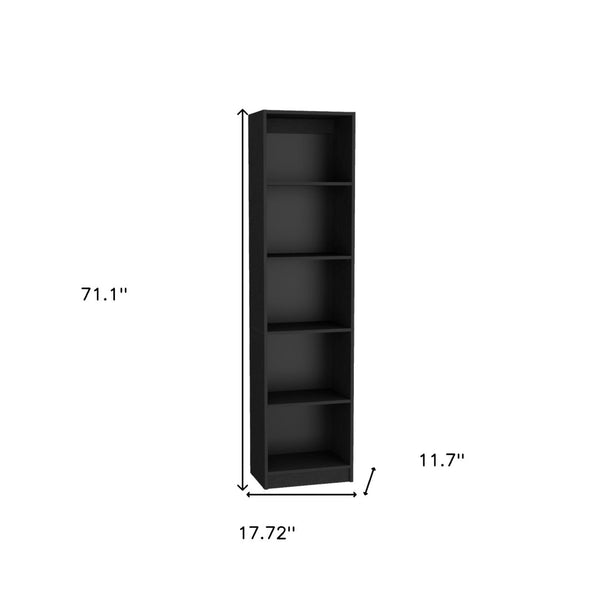HomeRoots 71" Black Four Tier Bookcase - Stylish Storage Solution for Home, Office, or Study with Durable Design 546351