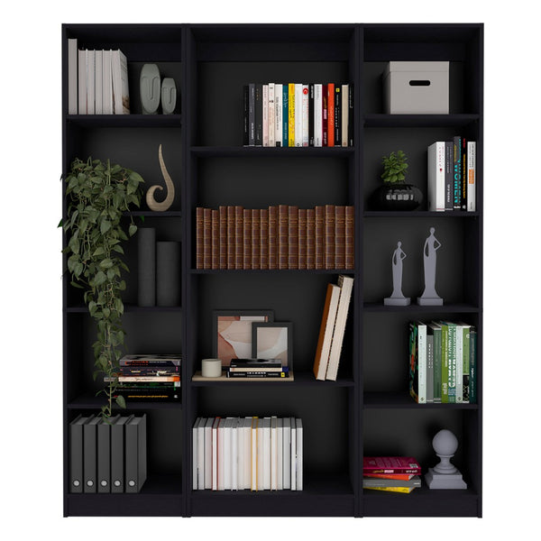 HomeRoots 71" Black Four Tier Bookcase - Stylish Storage Solution for Home, Office, or Study with Durable Design 546351