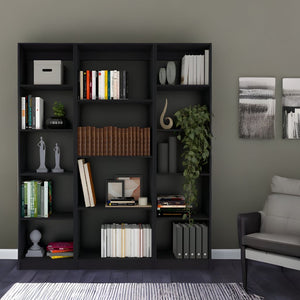 HomeRoots 71" Black Four Tier Bookcase - Stylish Storage Solution for Home, Office, or Study with Durable Design 546351