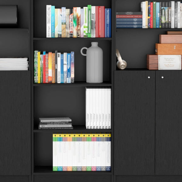 HomeRoots 71" Black Five-Tier Bookcase with Doors - Stylish Storage Solution for Home, Office & More! 546353