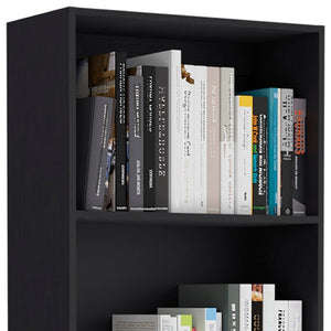 HomeRoots 71" Black Four Tier Bookcase with Doors – Stylish Storage & Display for Modern Living Spaces 546356
