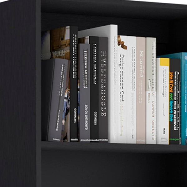 HomeRoots 71" Black Four Tier Bookcase with Doors – Stylish Storage & Display for Modern Living Spaces 546356