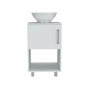 HomeRoots Set of Two Modern White Freestanding Bathroom Vanities with Ceramic Sinks for Stylish Storage Solutions 546361