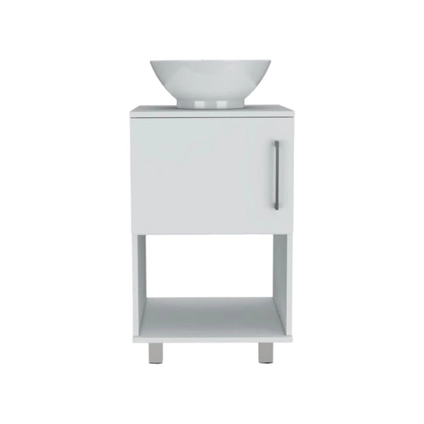 HomeRoots Set of Two Modern White Freestanding Bathroom Vanities with Ceramic Sinks for Stylish Storage Solutions 546361