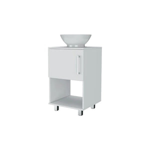 HomeRoots Set of Two Modern White Freestanding Bathroom Vanities with Ceramic Sinks for Stylish Storage Solutions 546361