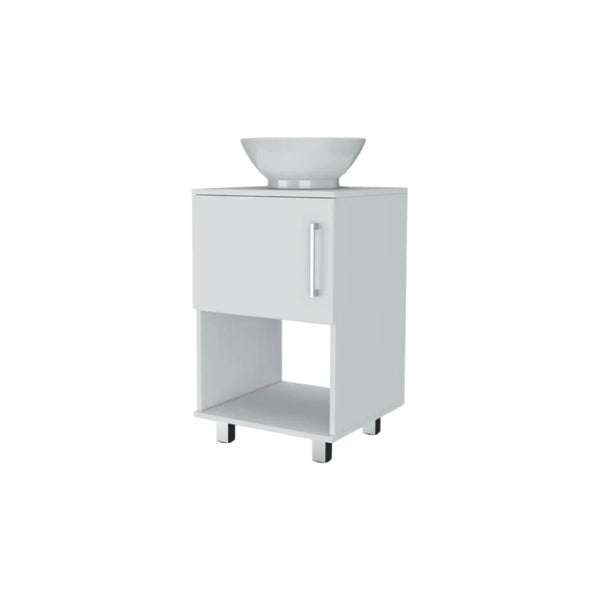 HomeRoots Set of Two Modern White Freestanding Bathroom Vanities with Ceramic Sinks for Stylish Storage Solutions 546361