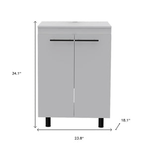 HomeRoots 24" White Wood Freestanding Bathroom Vanity Set with Sink & Storage Medicine Cabinet for Modern Spaces 546362