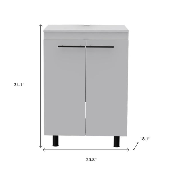 HomeRoots 24" White Wood Freestanding Bathroom Vanity Set with Sink & Storage Medicine Cabinet for Modern Spaces 546362