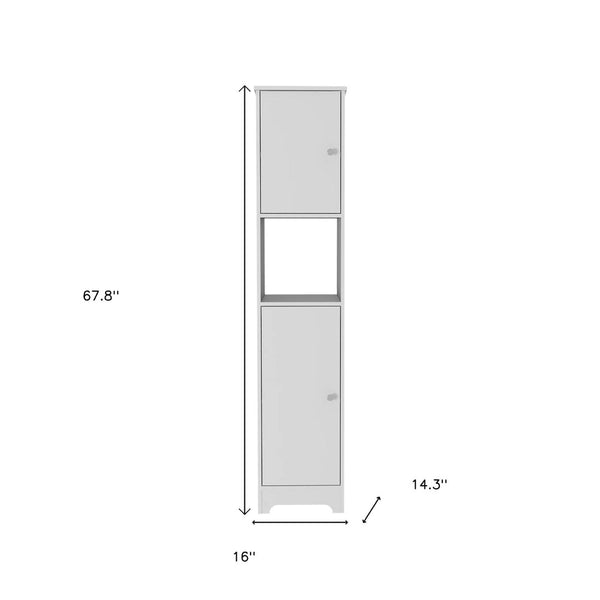 HomeRoots 16" White Freestanding Bathroom Vanity with Integrated Sink - Modern, Compact Storage Solution 546365