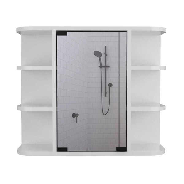 HomeRoots 24" Modern White Freestanding Bathroom Vanity Set with Sink, Mirror Cabinet & Soft-Close Doors 546366