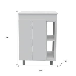 HomeRoots 24" Modern White Freestanding Bathroom Vanity Set with Sink, Mirror Cabinet & Soft-Close Doors 546366