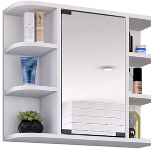 HomeRoots 24" Modern White Freestanding Bathroom Vanity Set with Sink, Mirror Cabinet & Soft-Close Doors 546366