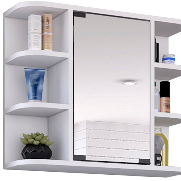 HomeRoots 24" Modern White Freestanding Bathroom Vanity Set with Sink, Mirror Cabinet & Soft-Close Doors 546366
