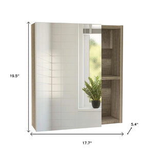 HomeRoots 18" Natural Wood Freestanding Bathroom Vanity with White Sink & Medicine Cabinet for Small Spaces 546367