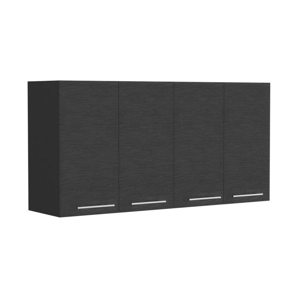 Homeroots 47" Black And White Wall Mounted Accent Cabinet With Five Shelves  Particle Board 546369