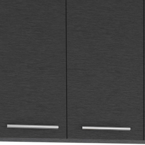 Homeroots 47" Black And White Wall Mounted Accent Cabinet With Five Shelves  Particle Board 546369