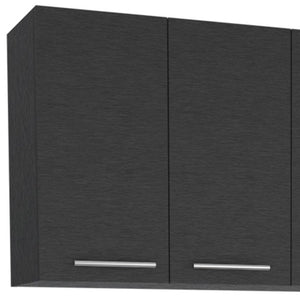 Homeroots 47" Black And White Wall Mounted Accent Cabinet With Five Shelves  Particle Board 546369