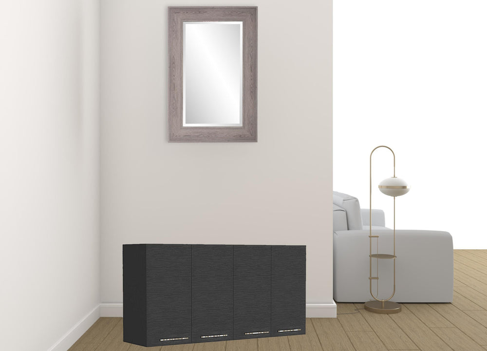 Homeroots 47" Black And White Wall Mounted Accent Cabinet With Five Shelves  Particle Board 546369