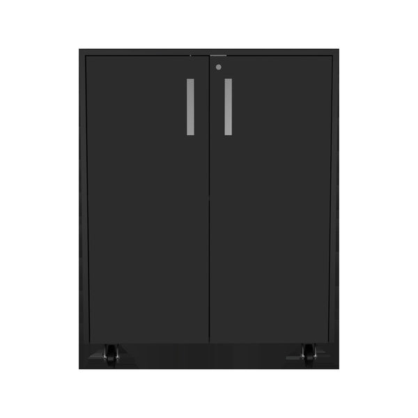 HomeRoots 28" Sleek Black Wall-Mounted Accent Cabinet with 4 Shelves for Stylish Storage in Any Room 546370
