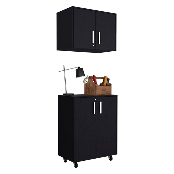 HomeRoots 28" Sleek Black Wall-Mounted Accent Cabinet with 4 Shelves for Stylish Storage in Any Room 546370