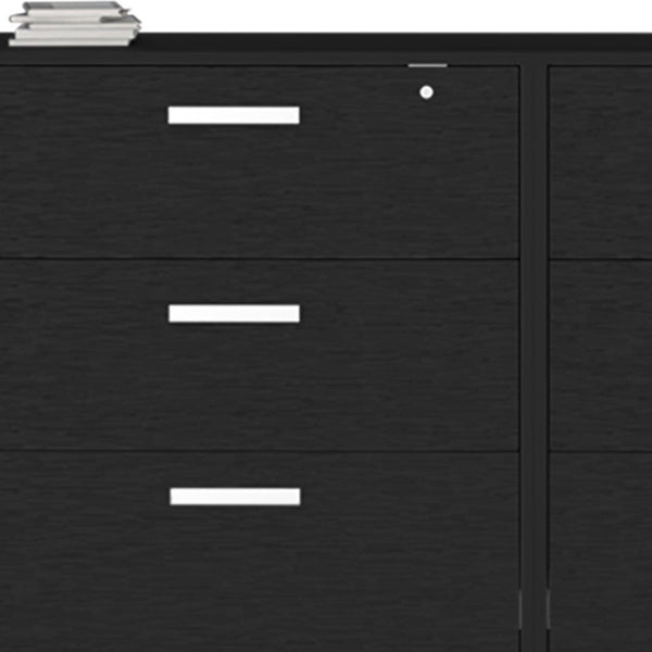Homeroots 28" Black Wall Mounted Accent Cabinet With Four Shelves And Six Drawers  Manufactured Wood 546371