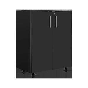 HomeRoots 28" Modern Black Wall-Mounted Accent Cabinet with 6 Shelves & 3 Drawers for Stylish Storage Solutions 546372