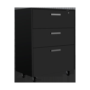 HomeRoots 28" Modern Black Wall-Mounted Accent Cabinet with 6 Shelves & 3 Drawers for Stylish Storage Solutions 546372