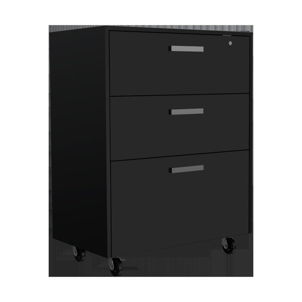 HomeRoots 28" Modern Black Wall-Mounted Accent Cabinet with 6 Shelves & 3 Drawers for Stylish Storage Solutions 546372