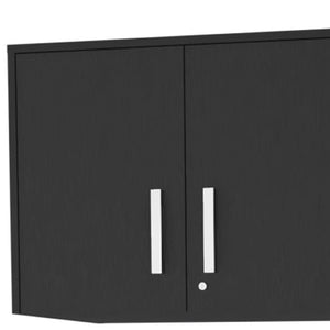 HomeRoots 28" Modern Black Wall-Mounted Accent Cabinet with 6 Shelves & 3 Drawers for Stylish Storage Solutions 546372