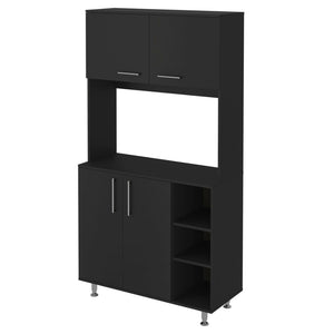 HomeRoots 28" Sleek Black Wall-Mounted Accent Cabinet with 7 Shelves & 6 Drawers for Smart Home Storage 546374
