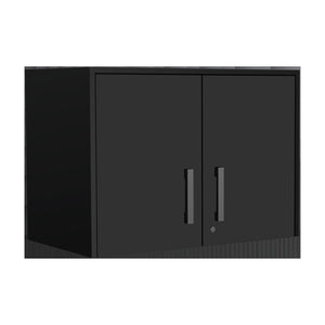 HomeRoots 28" Sleek Black Wall-Mounted Accent Cabinet with 7 Shelves & 6 Drawers for Smart Home Storage 546374