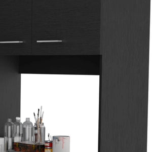 HomeRoots 28" Sleek Black Wall-Mounted Accent Cabinet with 7 Shelves & 6 Drawers for Smart Home Storage 546374