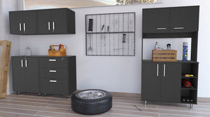 Homeroots 28" Black Wall Mounted Accent Cabinet With Nine Shelves And Three Drawers  Manufactured Wood 546375