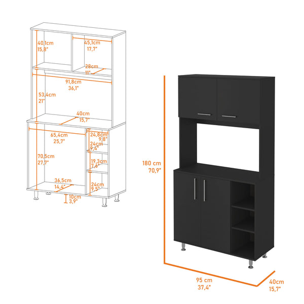 Homeroots 28" Black Wall Mounted Accent Cabinet With Nine Shelves And Three Drawers  Manufactured Wood 546375