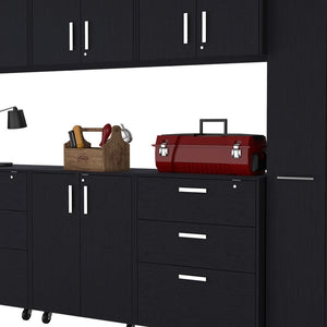 Homeroots 28" Black Wall Mounted Accent Cabinet With Twelve Shelves And Six Drawers  Manufactured Wood 546376