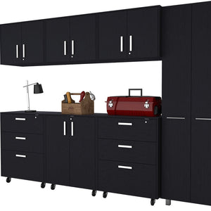 Homeroots 28" Black Wall Mounted Accent Cabinet With Twelve Shelves And Six Drawers  Manufactured Wood 546376