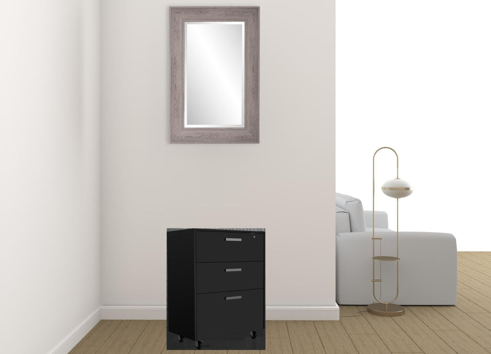 HomeRoots 28" Sleek Black Wall-Mounted Accent Cabinet with 12 Shelves & 6 Drawers for Stylish Storage Solutions 546376